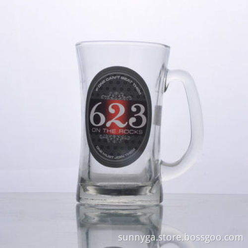 Large Capacity Transparent Beer Glass with Decal Printing